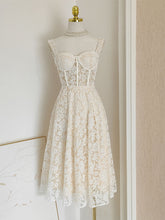 Load image into Gallery viewer, White Flower Lace Corset Mini Swing Party Dress