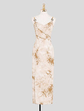 Load image into Gallery viewer, Brown Floral Print Spaghetti Straps Maxi Dress