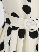 Load image into Gallery viewer, 1950s White Polka Dots Short Sleeve Vintage Swing Dress Inspired by Cruella