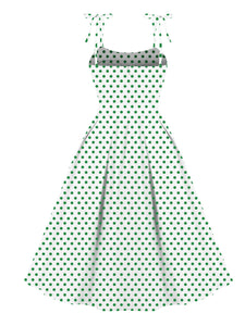 Sweet Love Polka Dots Print  Spaghetti Strap 1950s Vintage Swing Dress