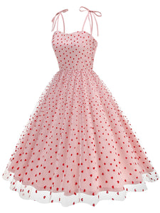 Pink Spaghetti Strap Sweet Heart Swing 1950S Vintage Dress