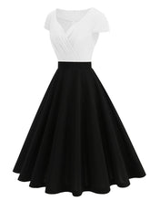 Load image into Gallery viewer, Pink and Black V Neck Cap Sleeve Swing 1950S Vintage Dress