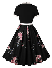 Load image into Gallery viewer, BowKnot Collar Floral Print Vintage 1950S Dress