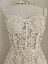 Load image into Gallery viewer, White Flower Lace Corset Mini Swing Party Dress