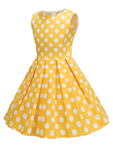 Kids Little Girls' Dress Polka Dots 1950S Vintage Dress