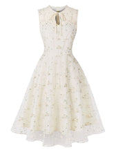 Load image into Gallery viewer, Green Leaves Embroidered 1950S Vintage Swing Dress