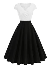 Load image into Gallery viewer, Pink and Black V Neck Cap Sleeve Swing 1950S Vintage Dress