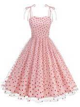 Load image into Gallery viewer, Pink Spaghetti Strap Sweet Heart Swing 1950S Vintage Dress