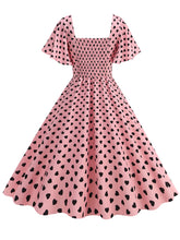 Load image into Gallery viewer, Pink Square Neck Sweet Heart Swing 1950S Vintage Dress