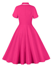 Load image into Gallery viewer, Rose Turn Down Collar Short Sleeve 1950S Vintage Dress