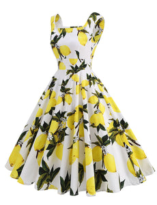 Light Yellow Lemon Sleeveless Audrey Hepburn Style 1950S Vintage Dress