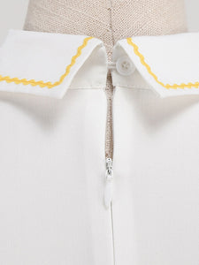 Yellow Polka Dots High Waist Audrey Hepburn Style Cocktail Suspender Swing Dress