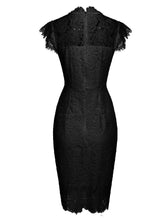 Load image into Gallery viewer, Solid Color Lace High Collar 1960S Bodycon Dress