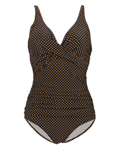 V Neck Polka Dots Retro Style One Piece Trigonal Bikini For Beach