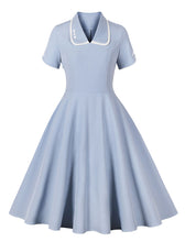 Load image into Gallery viewer, Rose Turn Down Collar Short Sleeve 1950S Vintage Dress