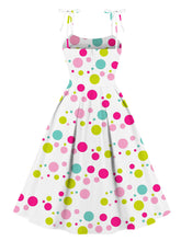 Load image into Gallery viewer, Polka Dots Print  Spaghetti Strap 1950s Vintage Swing Dress