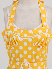 Load image into Gallery viewer, Yellow Polka Dots Lace Vintage Halter Backless 1950S Vintage Dress