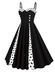 Black Spaghetti Straps 1950S Retro Swing Dress