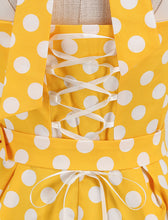 Load image into Gallery viewer, Yellow Polka Dots Lace Vintage Halter Backless 1950S Vintage Dress