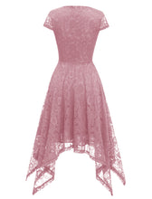 Load image into Gallery viewer, Autumn Lace Crew Neck Cap Sleeve Irregular Hem 50s Party Dress