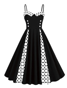 Black Spaghetti Straps 1950S Retro Swing Dress