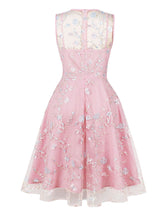 Load image into Gallery viewer, Plum Flower Embroidered 1950S Vintage Swing Dress