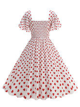 Load image into Gallery viewer, Pink Square Neck Sweet Heart Swing 1950S Vintage Dress