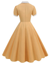 Load image into Gallery viewer, Yellow Sweet Heart Puff Sleeve 1950S Vintage Dress