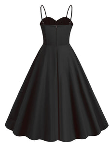 Black Spaghetti Straps 1950S Retro Swing Dress