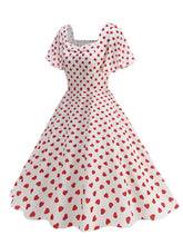 Load image into Gallery viewer, Pink Square Neck Sweet Heart Swing 1950S Vintage Dress