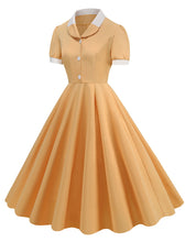 Load image into Gallery viewer, Yellow Sweet Heart Puff Sleeve 1950S Vintage Dress