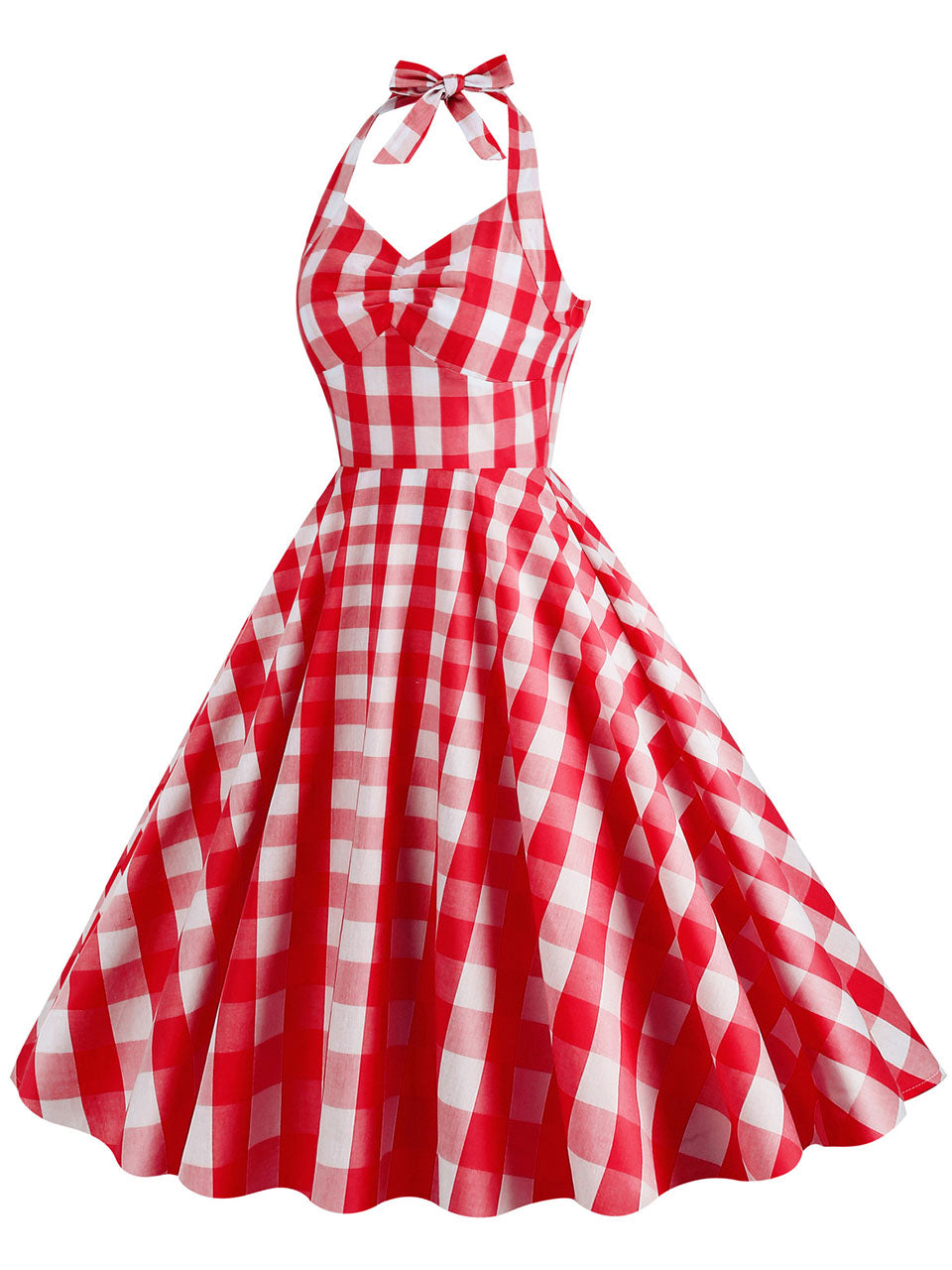 HAOTAGS Plaid Dress for Women 50s Dresses 1950s Swing Dresses Pin Up Knee  Length Dress Pink Size S