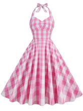 Load image into Gallery viewer, Pink And White Barbie Same Style Plaid Halter Classis Style 1950S Vintage Dress