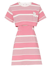 Load image into Gallery viewer, Pink Stripe Fake Two Piece Design 1950S Vintage Sports Dress