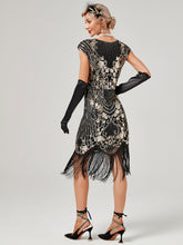 Load image into Gallery viewer, Crew Neck Sequined Beaded Cap Sleeve Tassels 1920S Gatsby Dress