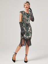 Load image into Gallery viewer, Crew Neck Sequined Beaded Cap Sleeve Tassels 1920S Gatsby Dress