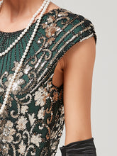 Load image into Gallery viewer, Crew Neck Sequined Beaded Cap Sleeve Tassels 1920S Gatsby Dress