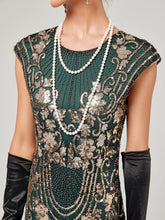 Load image into Gallery viewer, Crew Neck Sequined Beaded Cap Sleeve Tassels 1920S Gatsby Dress