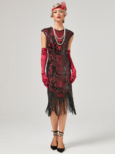 Load image into Gallery viewer, Crew Neck Sequined Beaded Cap Sleeve Tassels 1920S Gatsby Dress