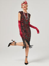 Load image into Gallery viewer, Crew Neck Sequined Beaded Cap Sleeve Tassels 1920S Gatsby Dress