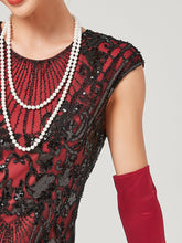 Load image into Gallery viewer, Crew Neck Sequined Beaded Cap Sleeve Tassels 1920S Gatsby Dress