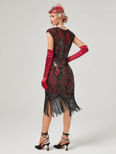 Load image into Gallery viewer, Crew Neck Sequined Beaded Cap Sleeve Tassels 1920S Gatsby Dress