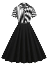 Load image into Gallery viewer, Beetlejuice Costume 1960S Short Sleeve Dress With Black and White Vertical Stripe