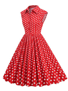 Pink Polka Dots Sleeveless 1950S Vintage Shirt Swing Dress