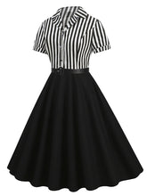 Load image into Gallery viewer, Beetlejuice Costume 1960S Short Sleeve Dress With Black and White Vertical Stripe