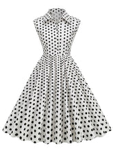 Load image into Gallery viewer, Pink Polka Dots Sleeveless 1950S Vintage Shirt Swing Dress