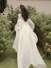 Load image into Gallery viewer, White Lace Lantern Sleeves Romantic Wedding Dress with Tail Inspired By Sleeping Beauty