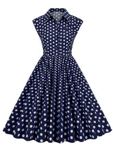 Load image into Gallery viewer, Pink Polka Dots Sleeveless 1950S Vintage Shirt Swing Dress