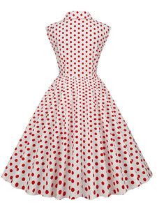 Pink Polka Dots Sleeveless 1950S Vintage Shirt Swing Dress