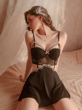 Load image into Gallery viewer, Women Chemise Black Spaghetti Strap Bows Backless Lingerie